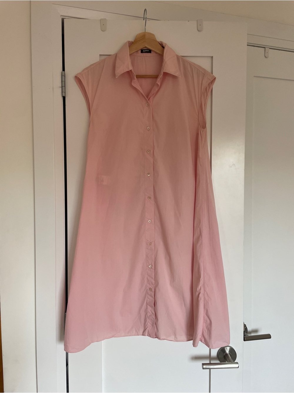Jil Sander Sleeveless Button-Front Blush Pink Midi Dress